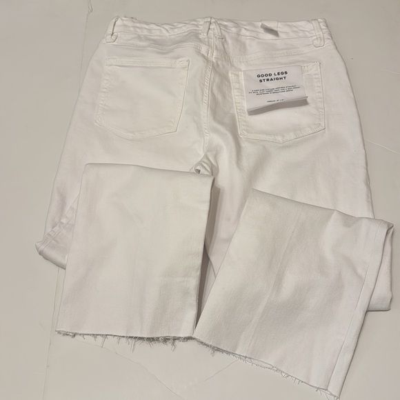 NWT- Good Straight High Waist Raw Hem Straight Leg Jeans- White-Size 12 - Picture 9 of 9